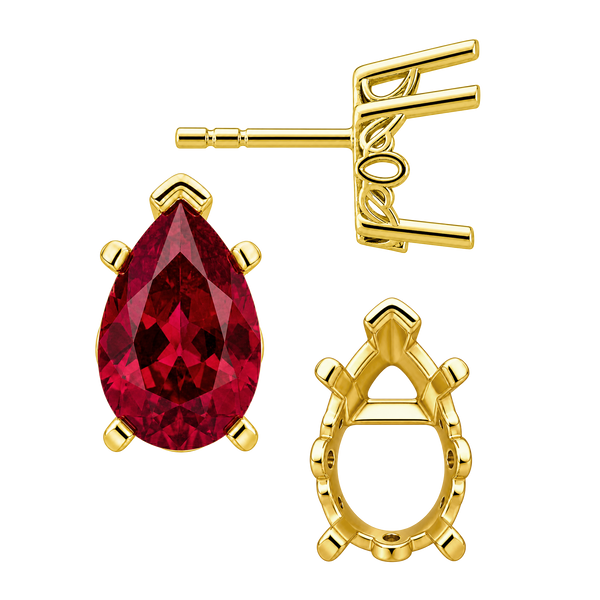 Pear Shape V-End Filigree Earrings with Push Post