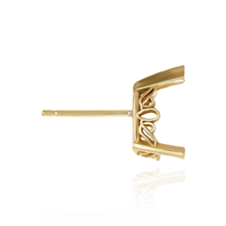 14K Gold Pear Shape V-End Filigree Earrings with Push Post