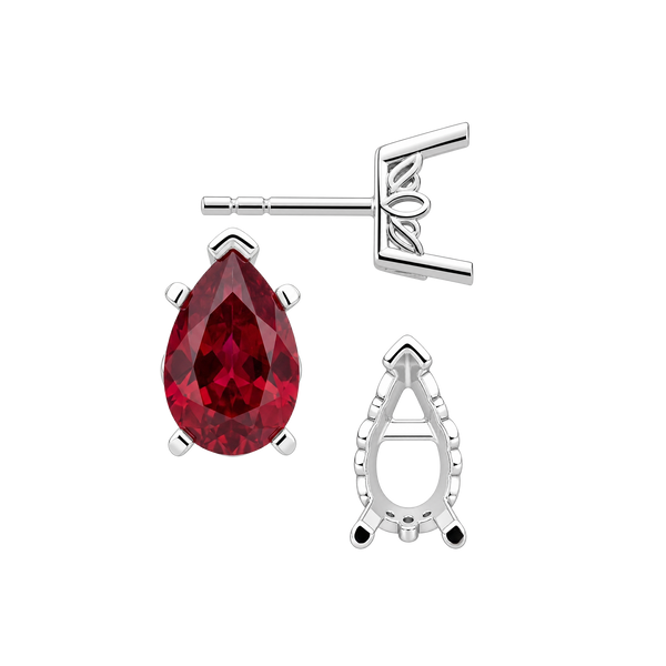 Pear Shape V-End Filigree Earrings with Push Post