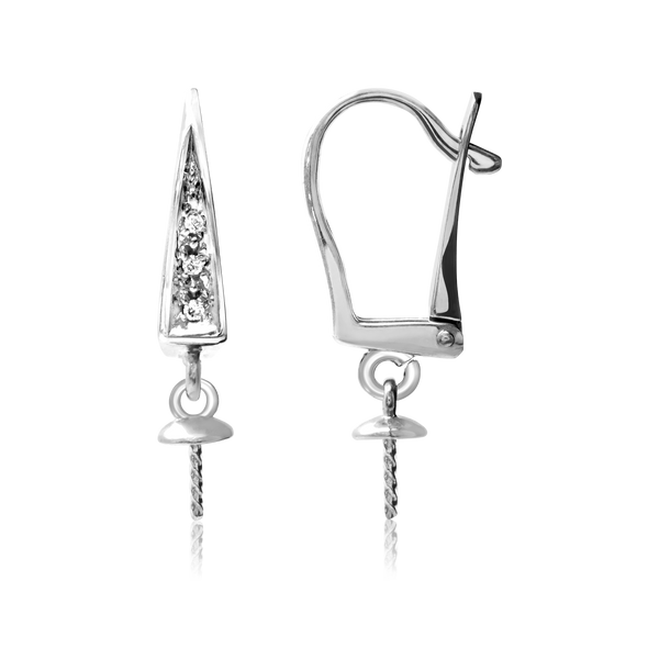 Click-In Leverback with Diamonds and 4 mm Cup Dangle (21 x 11 mm)