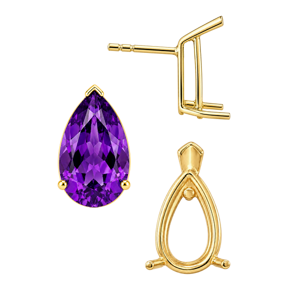 Pear Shape V-End Basket Earrings with Push Post