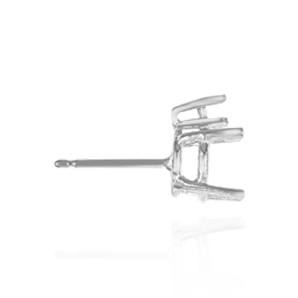 Round Four Prong Basket Earrings with One Accent with Push Post