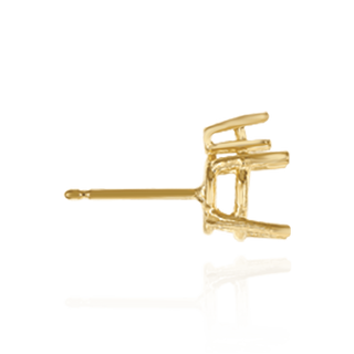 14K Gold Round Four Prong Basket Earrings with One Accent with Push Post