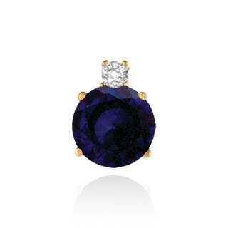 14K Gold Round Four Prong Basket Earrings with One Accent with Push Post