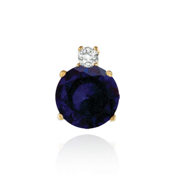 14K Gold Round Four Prong Basket Earrings with One Accent with Push Post