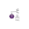 Round Four Prong Basket Earrings with One Accent with Push Post