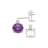 Round Four Prong Basket Earrings with One Accent with Push Post