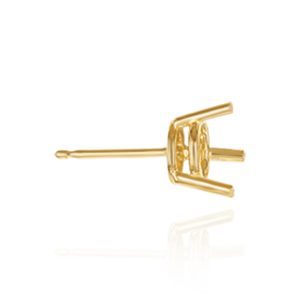 14K Gold, 18K Gold, Platinum Round Three-Prong Basket Earrings with Push Post