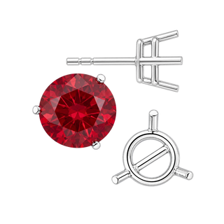 Round Three-Prong Basket Earrings with Push Post