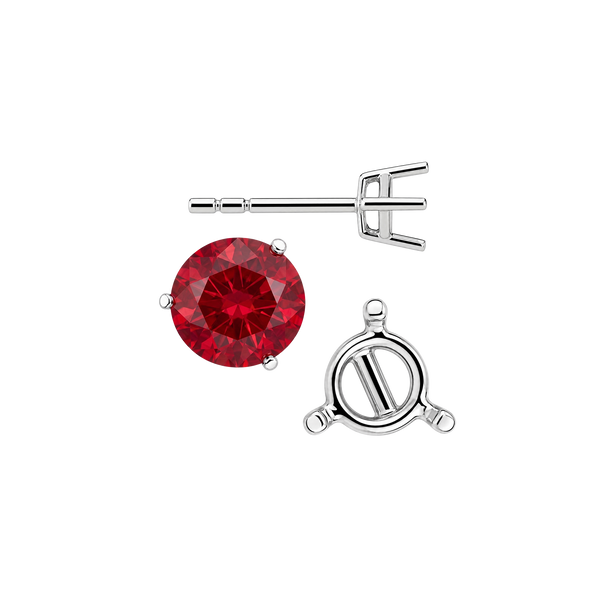 Round Three-Prong Basket Earrings with Push Post