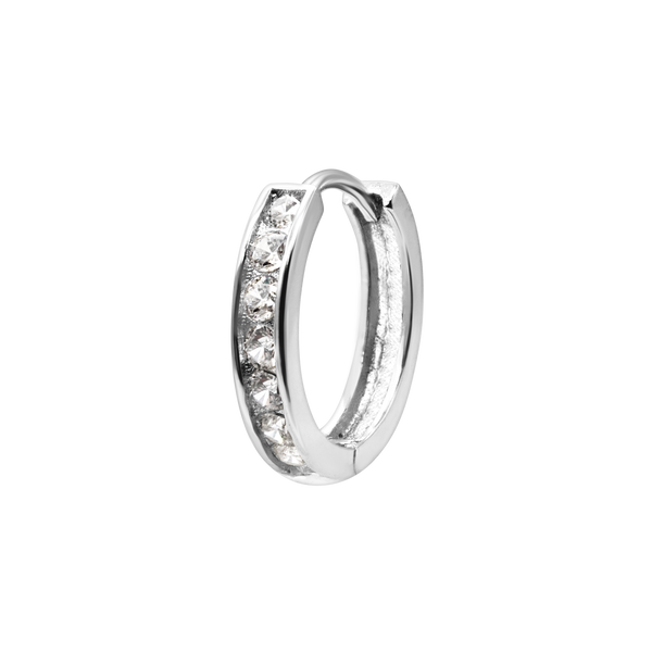 Huggie Earring with CZ in Sterling Silver