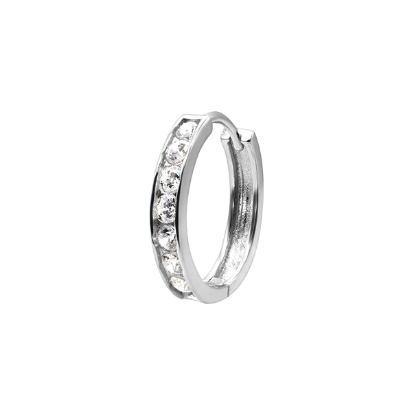 Huggie Earring with CZ in Sterling Silver