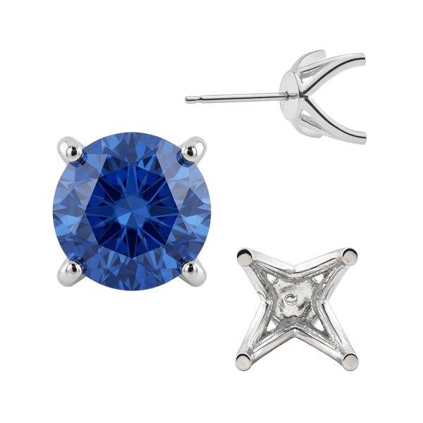 Round Four Prong Fancy Earring with Push Post