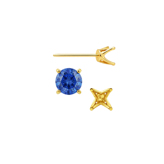 14K Gold, 18K Gold, Platinum, Sterling Silver Round Four Prong Fancy Earring with Push Post