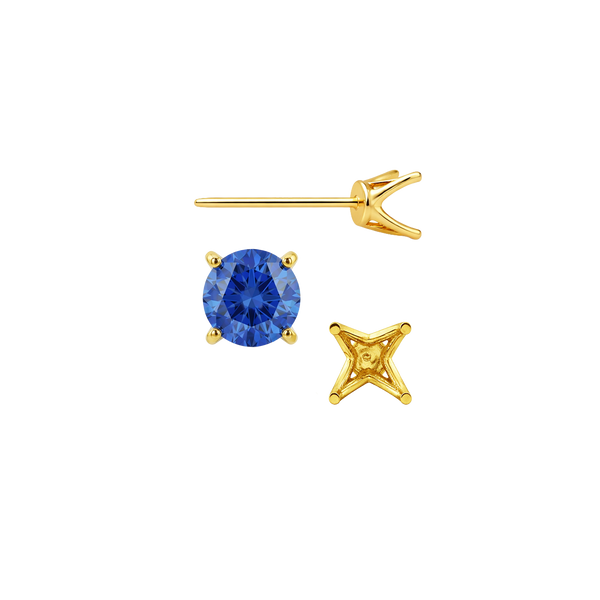 14K Gold, 18K Gold, Platinum, Sterling Silver Round Four Prong Fancy Earring with Push Post