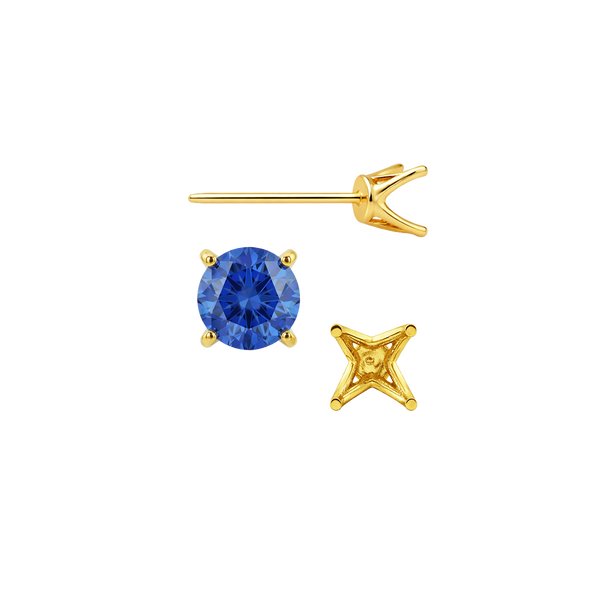 Round Four Prong Fancy Earring with Push Post