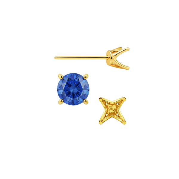 Round Four Prong Fancy Earring with Push Post