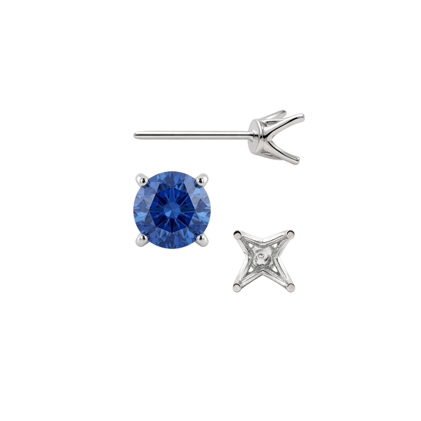 Round Four Prong Fancy Earring with Push Post