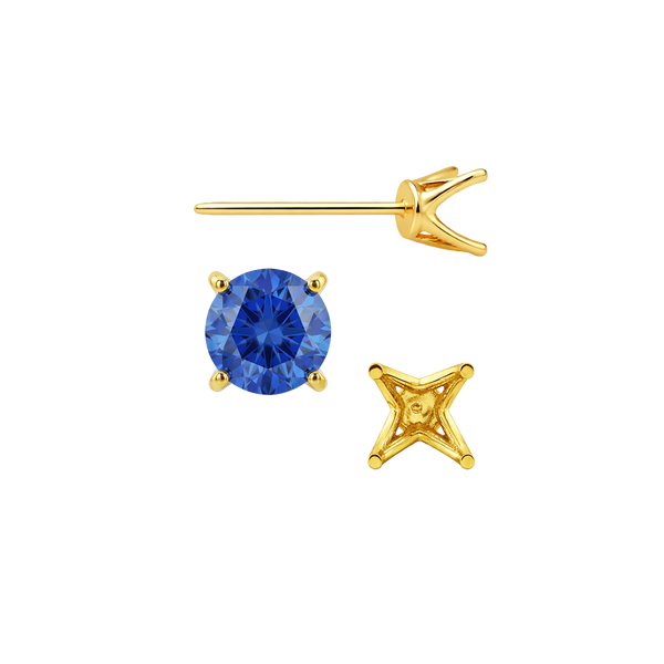 Round Four Prong Fancy Earring with Push Post