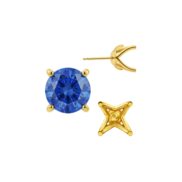 Round Four Prong Fancy Earring with Push Post