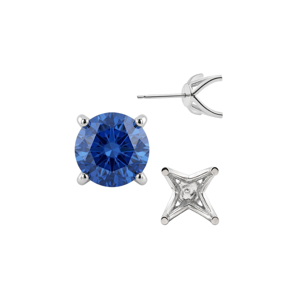 Round Four Prong Fancy Earring with Push Post