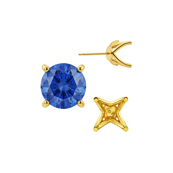 Round Four Prong Fancy Earring with Push Post