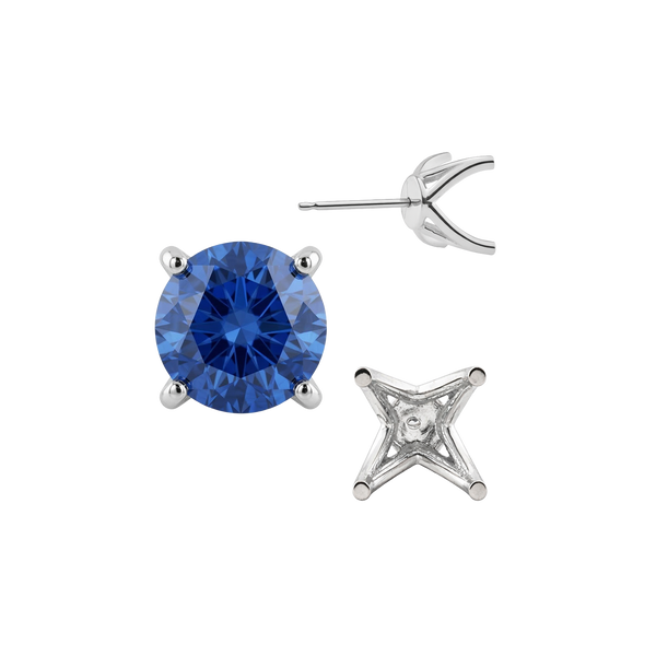 Round Four Prong Fancy Earring with Push Post