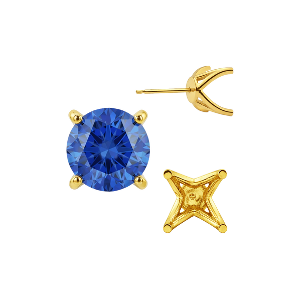 Round Four Prong Fancy Earring with Push Post