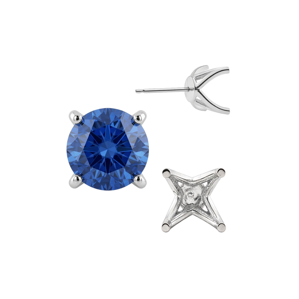 Round Four Prong Fancy Earring with Push Post