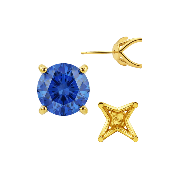 Round Four Prong Fancy Earring with Push Post