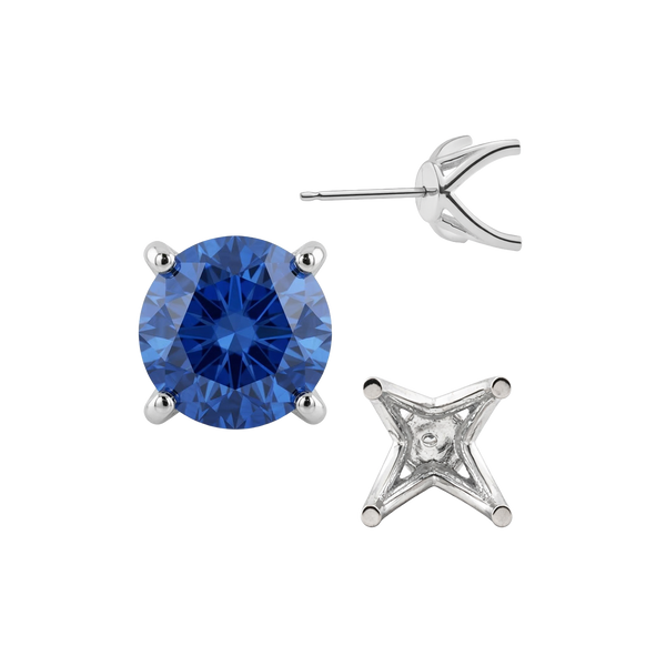 Round Four Prong Fancy Earring with Push Post