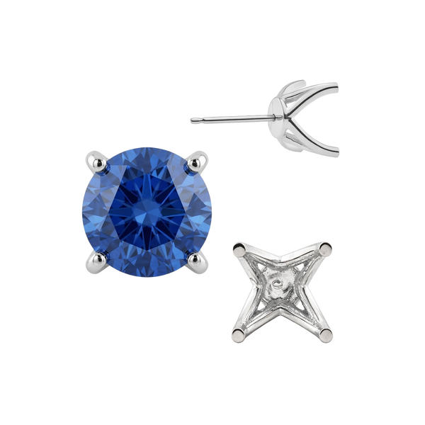 Round Four Prong Fancy Earring with Push Post