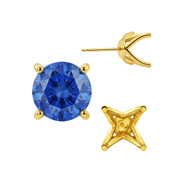 Round Four Prong Fancy Earring with Push Post