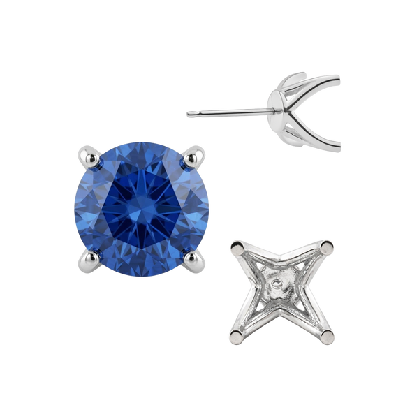 Round Four Prong Fancy Earring with Push Post