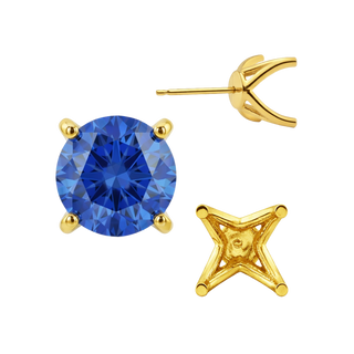 14K Gold, 18K Gold, Platinum, Sterling Silver Round Four Prong Fancy Earring with Push Post