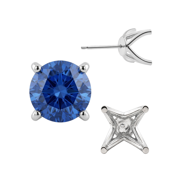 Round Four Prong Fancy Earring with Push Post