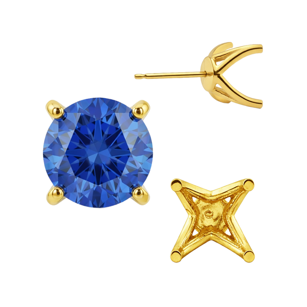 Round Four Prong Fancy Earring with Push Post