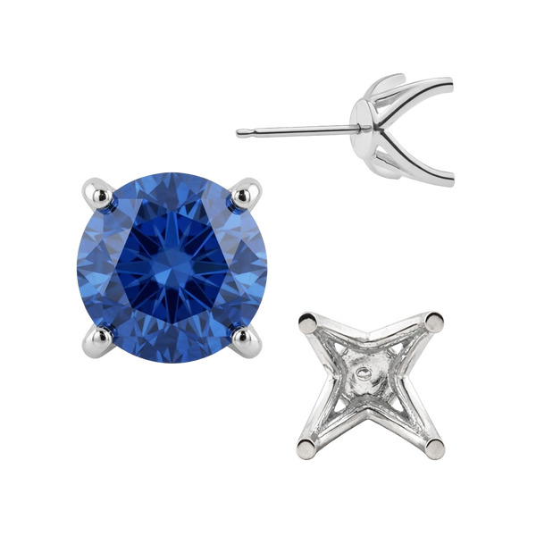 Round Four Prong Fancy Earring with Push Post