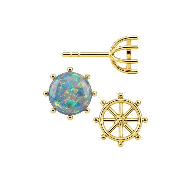Round Eight Prong Earrings with Push Post