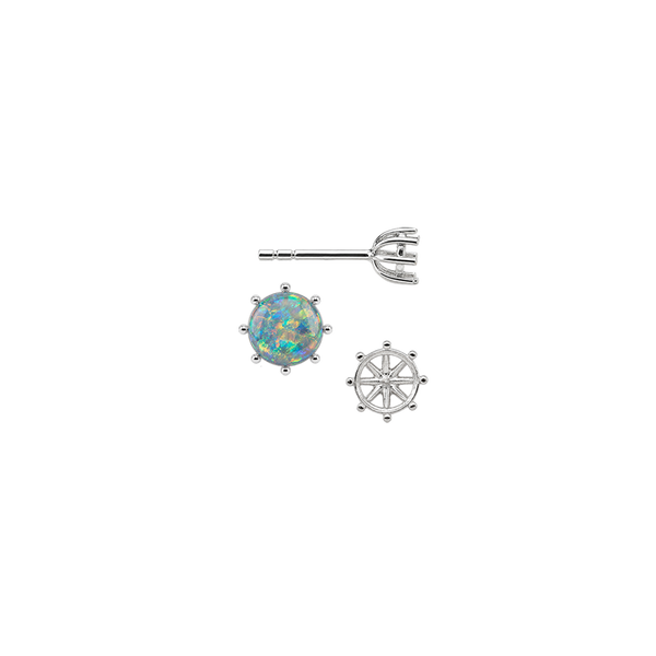 Round Eight Prong Earrings with Push Post