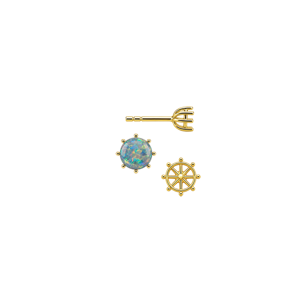 Round Eight Prong Earrings with Push Post