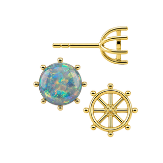 Round Eight Prong Earrings with Push Post