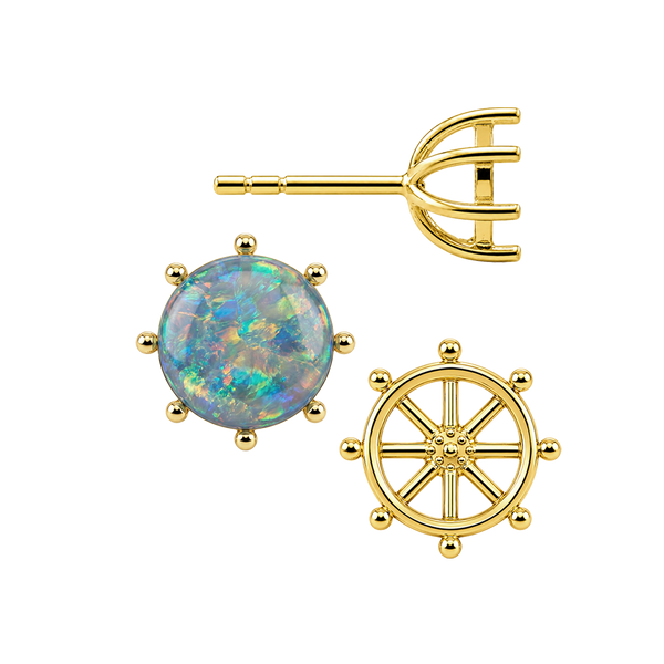 Round Eight Prong Earrings with Push Post
