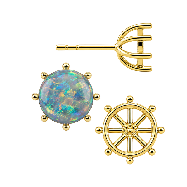 Round Eight Prong Earrings with Push Post