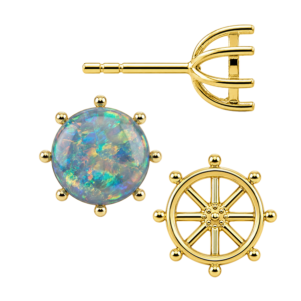 Round Eight Prong Earrings with Push Post