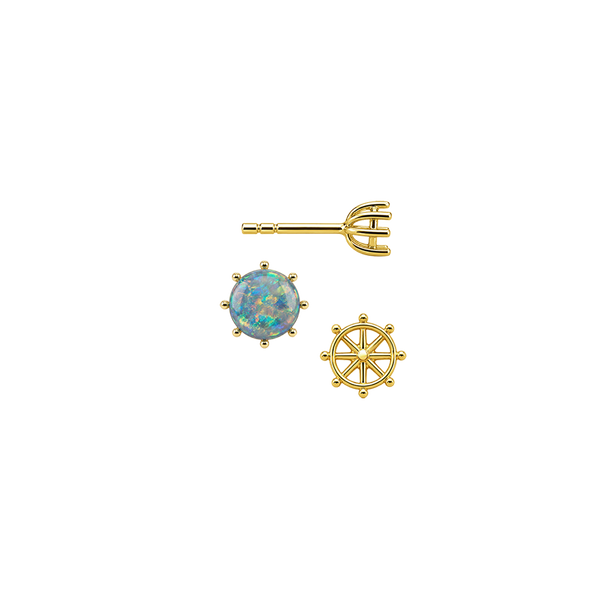 Round Eight Prong Earrings with Push Post
