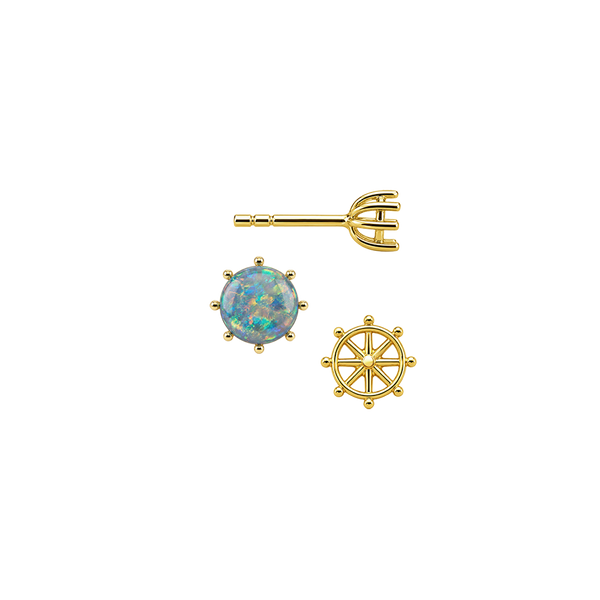 Round Eight Prong Earrings with Push Post