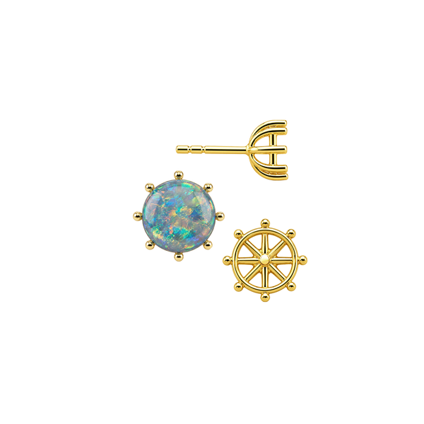 Round Eight Prong Earrings with Push Post