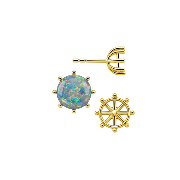 Round Eight Prong Earrings with Push Post