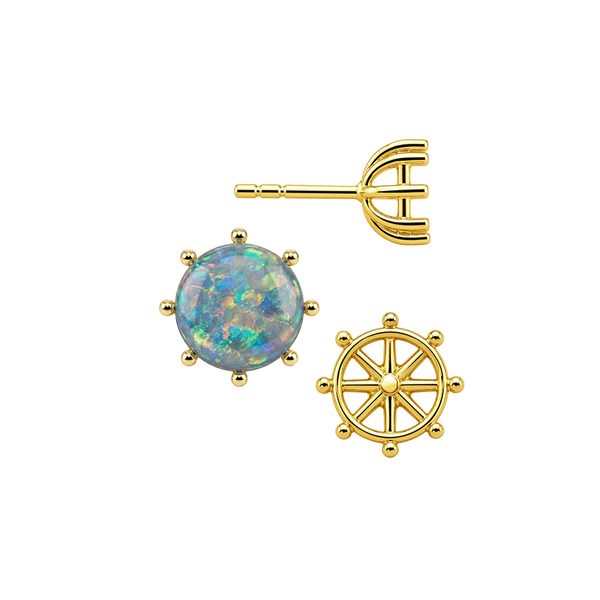 Round Eight Prong Earrings with Push Post